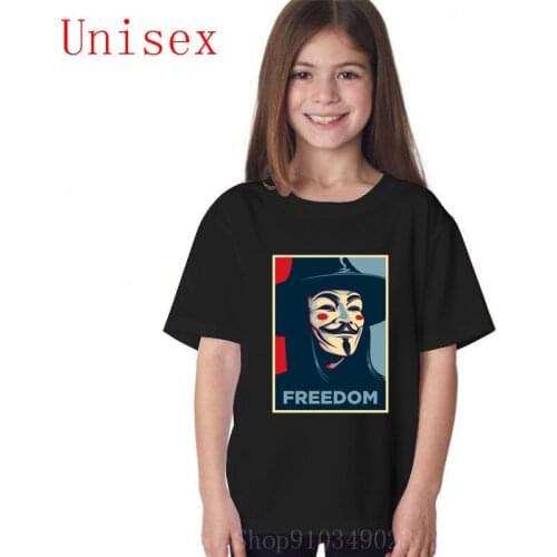 Anonymous V For Vendetta Freedom Guy Fawkes Printed Shirt kids V neck Tshirts Summer Tops Comfortable Cotton Tees Short Sleeves