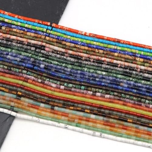 4x4mm Cylindrical Natural Stone Beads DIY Accessories Loose Spacer Tube Crystal Stone Beads Heshi For Jewelry Making Strand 15