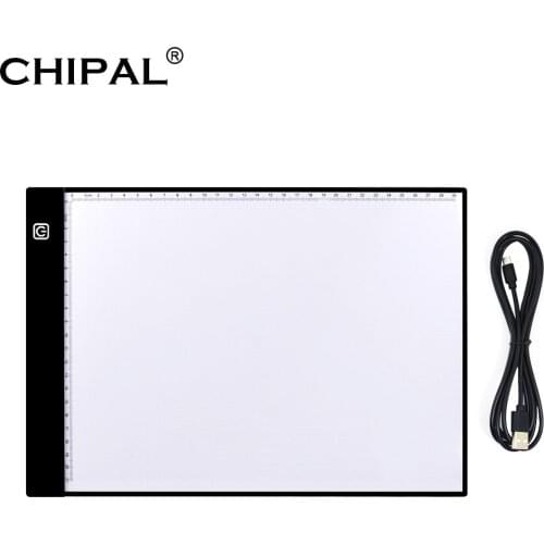 CHIPAL Scale A4 Drawing Tablet Digital Graphics Pad LED Light Box Electronics USB Writing Graphic Board 3-level Stepless Dimming