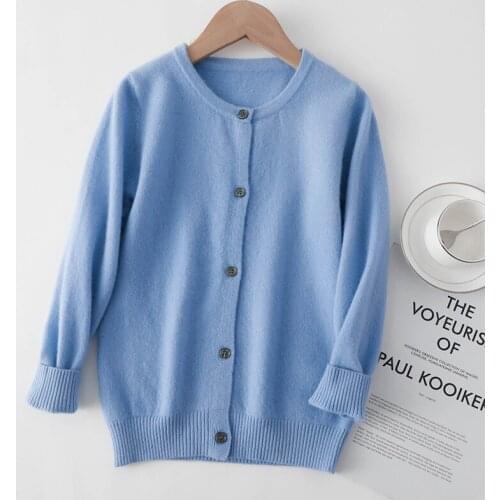 Childrens Knitted Cardigan 100% Pure Wool Sweater 21 Winter Round Neck All-Match Boys And Girls Soft Keep Warm Small Jacket