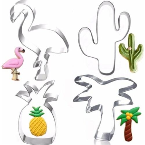 Flamingo Pineapple tree Shape stainless steel cookie cutter Biscuit mold Fondant cake mold baking tools Sugar biscuit Mold