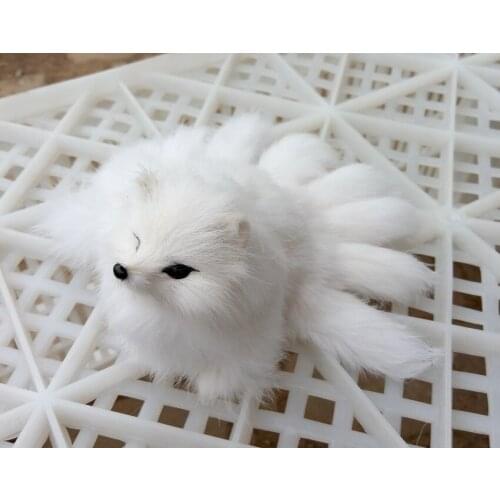 Simulation cute white fox 15x7cm model polyethylene&furs fox model home decoration props ,model gift d340