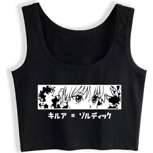 Crop Top Sport Hunter X Hunter Killua Eyes Anime Killua Zoldyck O-Neck Black Sleeveless Tops Women