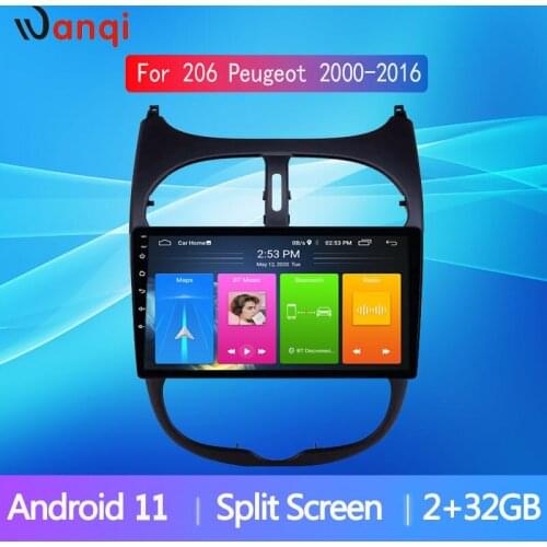 10.1 inches For 206 Peugeot 2000-2016 multimedia video player DSP Carplay IPS Bluetooth stereo No 2 din Android 10 GPS car radio