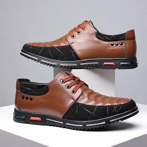 2021Spring Autumn New Hot Fashion Men Lace-up Leather Casual Shoes Trend Shoe Cool Loafers Flats Designer Shoes Men High Quality