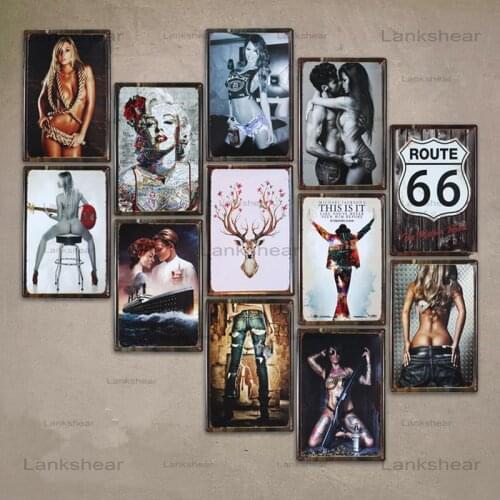 New Retro Sexy Girl /Animal Metal Painting Metal Wall Decor Bar Restaurant Internet Cafe Decorative Painting Metal Signs Vintage