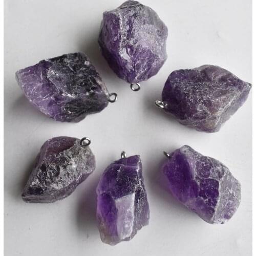 New jewelry hot selling Natural stone amethysts Irregular shape pendants for jewelry making 6pcs/lot wholesale free shipping