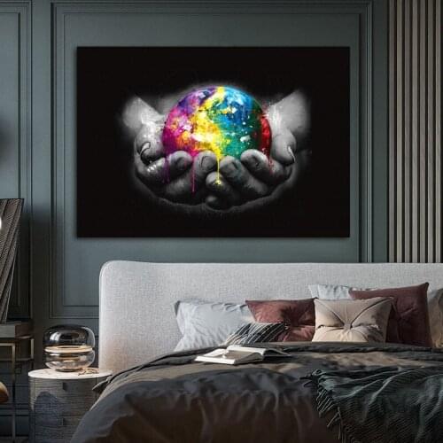 AHPAINTING Poster Colorful Earth World Art Canvas Painting Wall Picture For Living Room Home Decor No Frame