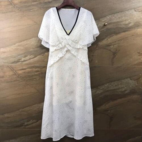 CAMIA maxi dress floreado ruffled printed V-neck puff sleeve summer white dress elegant party elegant beach boho dress