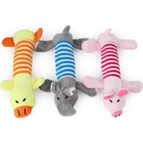 Popular Pet Dog Cat Funny Fleece Durability Plush Dog Toys Squeak Chew Sound Toy Fit for All Pets Elephant Duck Pig Plush Toys