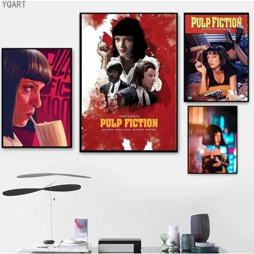 Classic Movie Canvas Art Print Posters Pulp Fiction Quentin Tarantino Painting Pictures for Modern Home Living Room Wall Decor