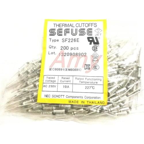200pcs/lot Temperature fuse 227 degrees 10A 250V SF226E 227 SEFUSE