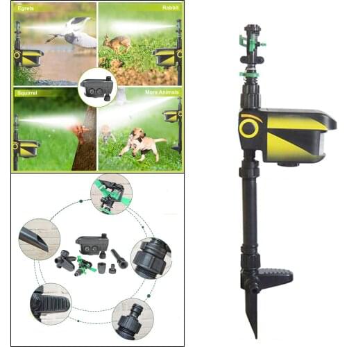 Solar-Powered Motion Activated Sprinkler Jet Blaster Yard Animal Repellent Deer Birds Deterrent Scare Away