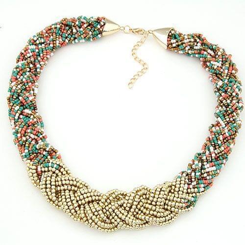 Seblasy Vintage Bohemian Big Statement Beads Chain Tassel Necklaces for Women Maxi Simple Style Tribal Jewelry Handmade Colliers