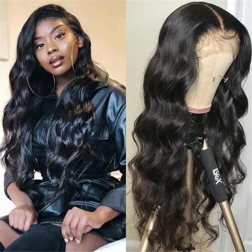 13*4 Synthetic Lace Front Wig Body Wave Replacement Wig Heat Resistant Fiber Hair Middle Part for Black Women