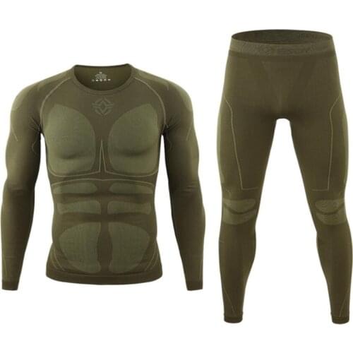 Sport Thermal Underwear Sets Breathable Quick Drying Outdoor Tactical Training Yoga Underwear Autumn Winter Clothes Top + Pants