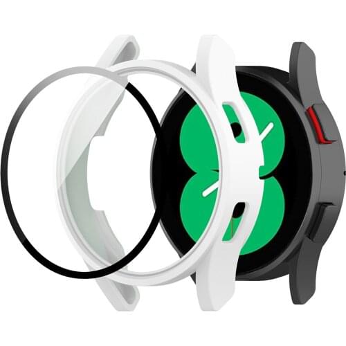 Glass+Case for samsung Galaxy watch 4 44mm 40mm Accessories PC all-around Anti-fall bumper Galaxy watch4 Screen protector cover