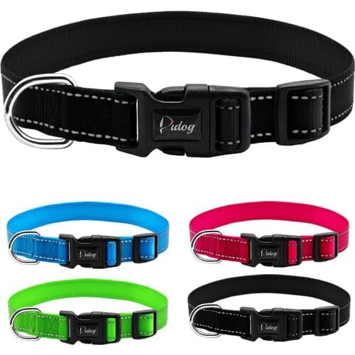 Reflective Nylon Dog Collar Adjustable Dogs Collars For Small Medium Pet With Plastic Buckle For Walking French Bulldog Pug