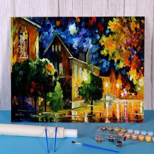 Quiet Town Painting By Numbers Complete Kit Acrylic Paints 50*70 Picture By Numbers Photo Handmade Crafts Adults Handiwork