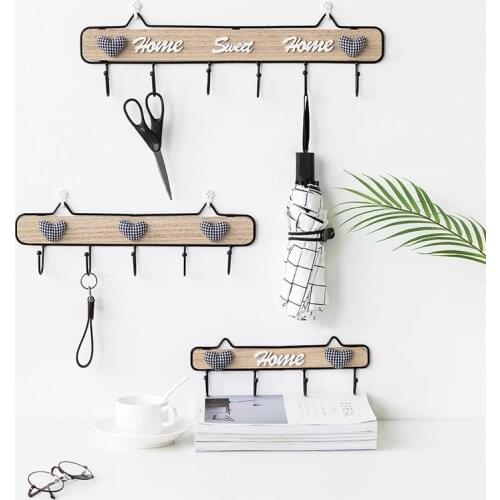 Key Hanger Creative Cute Star Moon Cloud Shape Home Decorative Wall Hooks Space Saving Wooden Hat Handbag Storage Rack Holder