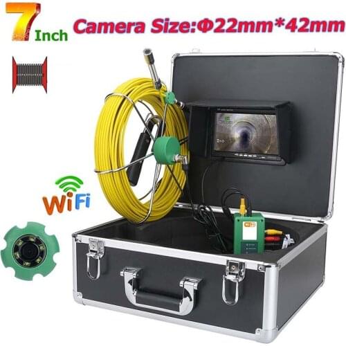7" Wireless Wifi 22MM Pipe Inspection Video Camera 20M/30M/40M/50M Drain Sewer Pipeline Industrial Endoscope Support Android/IOS