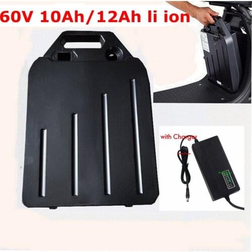 Waterproof 60V 12Ah Lithium-ion battery 60v 10ah li ion for two Wheel Foldable citycoco scooter bicycle bike + 2A charger