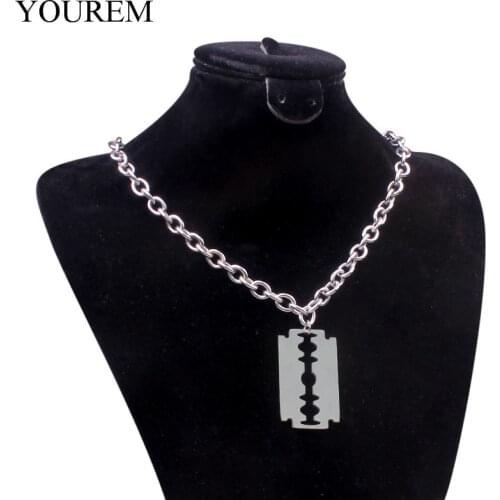 YOUREM 8mm width chain stainless steel blade necklaces men punk hiphop necklace women aesthetic collares knife jewelry
