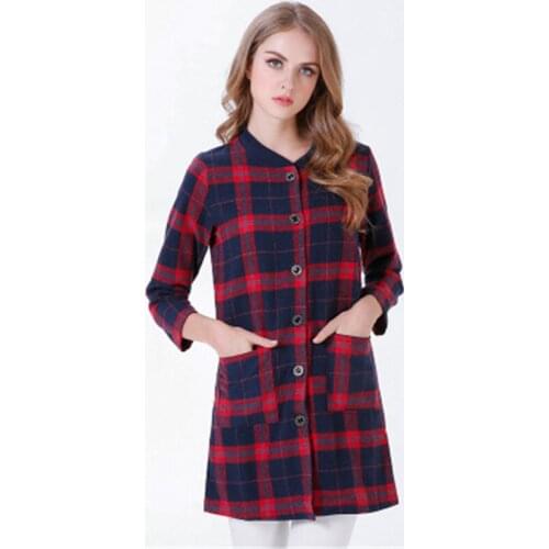 M-3XLPlaid Wool Trench Coat Women Autumn Thin Large Size Woolen Long Outerwear Fashion Womens Coats New Female Blends Coats D821