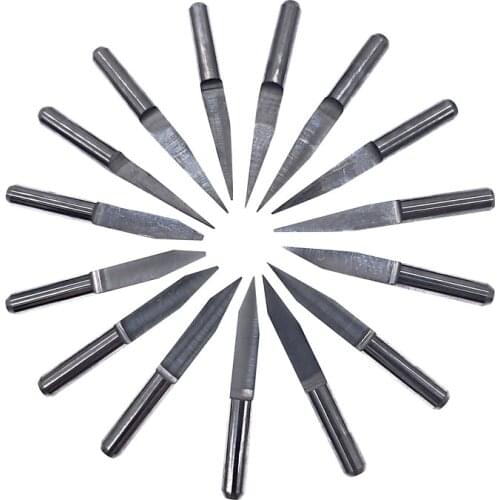 10pcs 10/15/20/25 Degrees 3.175 1/8 PCB Engraving Bit V Shap Tip End Mill Tungsten Carbide PCB 3D Milling Cutter