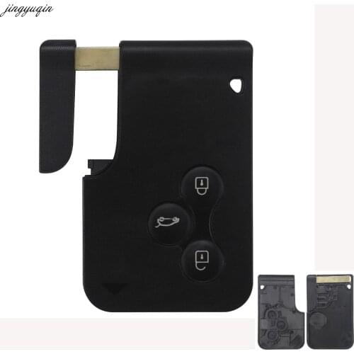 Jingyuqin 10pcs 3 Button Smart Card For Renault Clio Logan Megane 2 3 Koleos Scenic Card Case Black Car Key Fob Shell