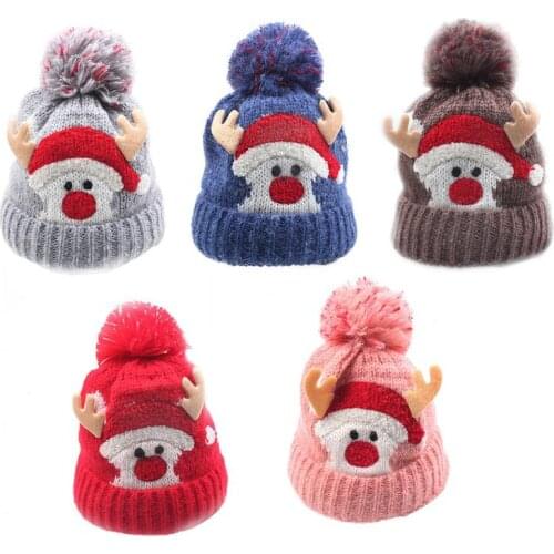 2018 New Funny Knitted Christmas Hat Kids Warm Hat New Year Boys Girls Cap Snowman Santa Hats Skullies & Beanies