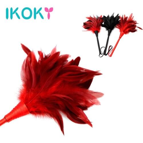 IKOKY Whip Clitoris Tick Slave Role Play Spanking Bondage Erotic Itching Feather Adult Game Feather Sex Toy for Couple Flirting