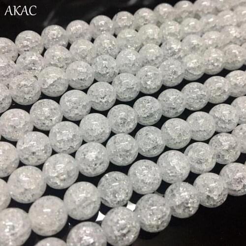 AKAC 8mm 3strands/set natural cracked quartz smooth round loose beads for diy making design
