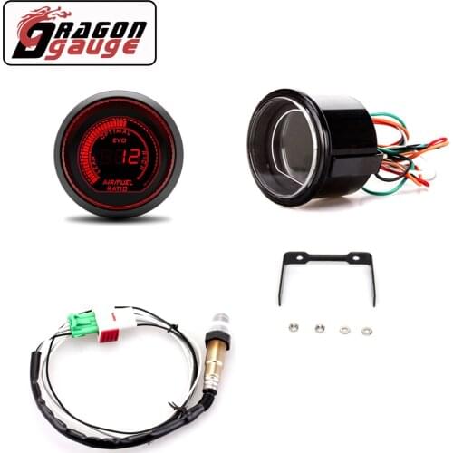 「DRAGON」 52mm Air Fuel Ratio Gauge Digital Display Red/Blue With Narrowband O2 Oxygen Sensor Car Gauge for 12V Car 0258006028