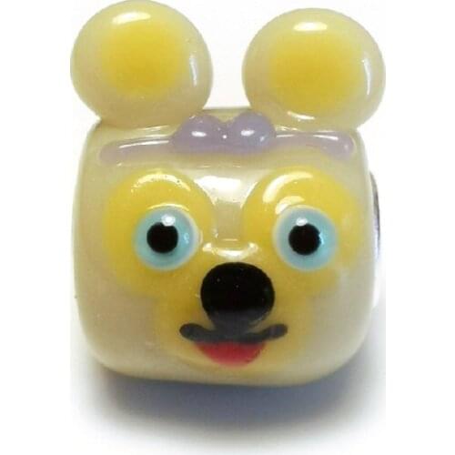 Emith Fla 925 Sterling Silver Large Hole Charm Beads Lovely Bear Murano Glass Beads Fit For Brand Bracelet Jewelry Makings