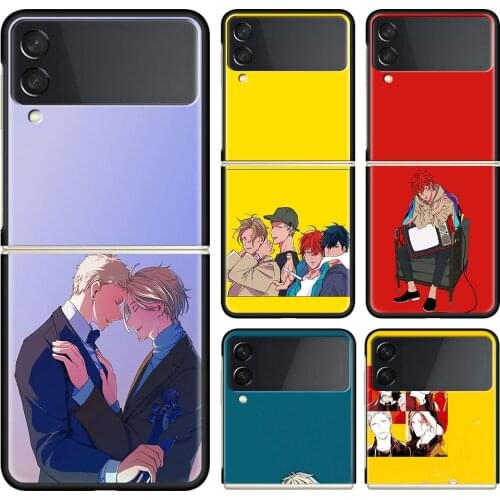 Black Cover for Samsung Galaxy Z Flip 3 6.7" Black Hard PC Cell Phone Case ZFlip 5G Protect Cover Bag Given Yaoi Anime Glam