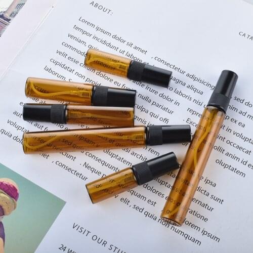 50Pcs/Lot 3ml 5ml 10ml Amber Spray bottle Atomizer Perfume Bottle Empty Parfum Sample Bottle Essential Oil Cosmetic Container