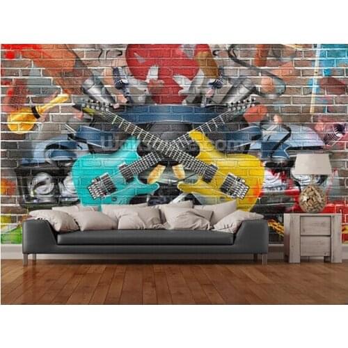 Custom 3D art wallpaper, Guitar - Graffiti murals for the apartment hotel residential background wall vinyl papel de parede