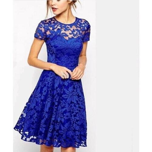 Hot Sale Vestido De Festa Womens Evening Party Dresses V Collar Short Sleeve Sexy Night Club Woman Lace Dress vestidos femininos