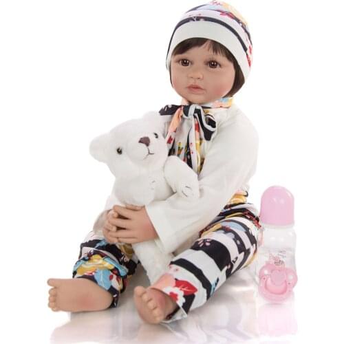 KEIUMI 24 inch reborn baby cloth body simulation silicone doll bebe reborn toddler girl lifelike children gift play house