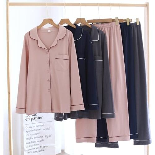 Couple Matching Autumn And Winter Sleepwear Thick Cotton Pajamas Set Female Mujer Conjuntos Feminino Long Sleeve Trousers Pijama