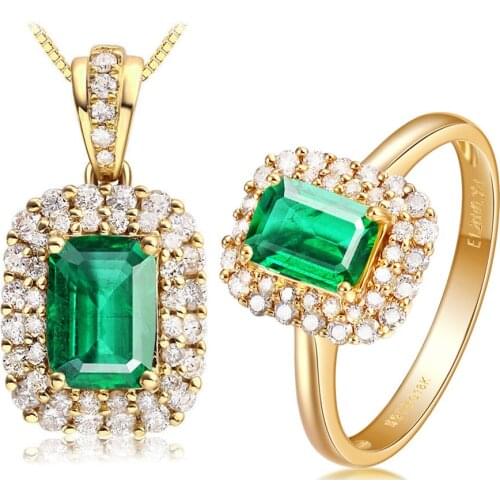 MOONROCY Gold Color Green Crystal Necklace and Rings Jewelry Set Cubic Zirconia Choker Geometry for Women Girls Gift Dropshippin