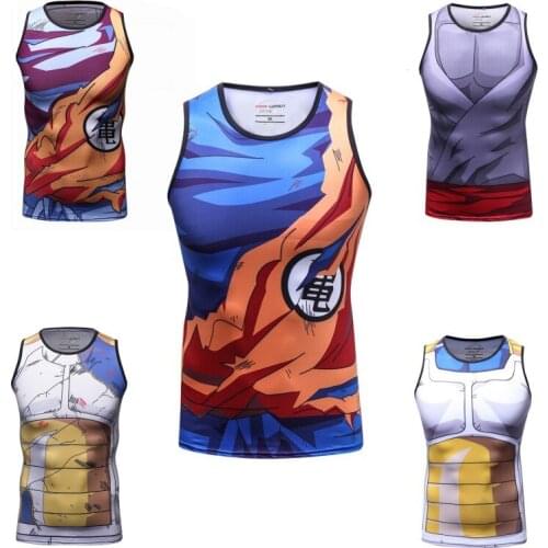 Compression Sleeveless Shirt Running Tank Top Goku Anime Cosplay Vest Mens Quick Dry Gym Fitness Workout Bodybuilding Singlet