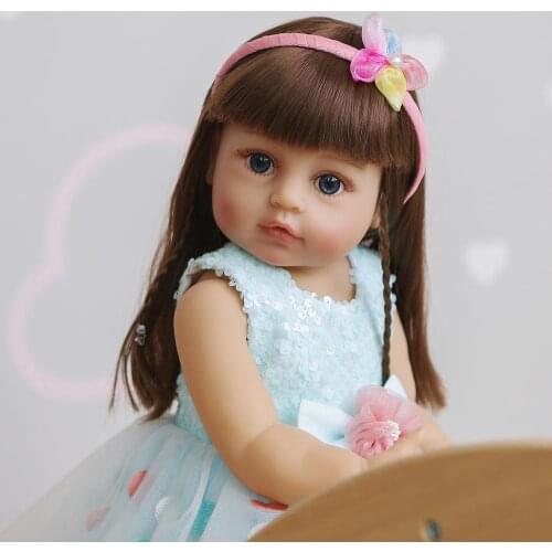Pretty girl bebe reborn toddler doll full body silicone fashion baby dress up dolls gift rooted hair soft touch