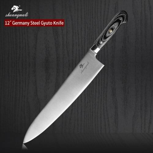 Shuangmali 12 Inch Kitchen Cooking Cleaver Knife Stainless Steel Utility Chef Cleaver Knife Slicing Gyuto Knife With Wood Handle