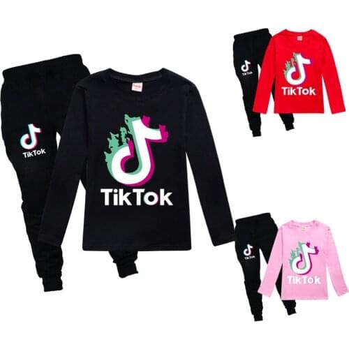 TIK TOK Hot video game funny cartoon sweatshirt boys and girls cute cartoon sweatshirt pants 2 pieces