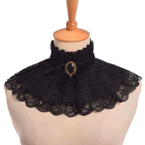 Vintage Gothic Lace Detachable Collar Women Men Black Victorian Punk Lolita Neck Ruff