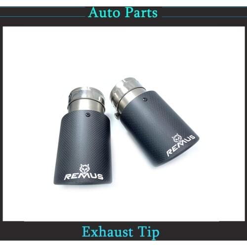 1Piece Modiflcation Matt Carbon Stainless Steel Sandblasting Exhaust Pipe With Remus Logo Muffler Tip For Honda Volvo BM_W Etc