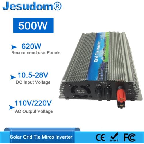 MPPT 500W Grid Tie Inverter for 18V Solar Panel DC 10.5~28V to AC110/220V,50/60Hz Pure Sine Wave Inverter