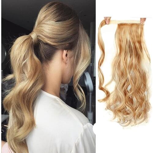MSTN Synthetic Chip In Ponytail Extensions Long Straight/Curly Hair Wrap Around Clip In Pony Tail Wig Fake Hair Extensions